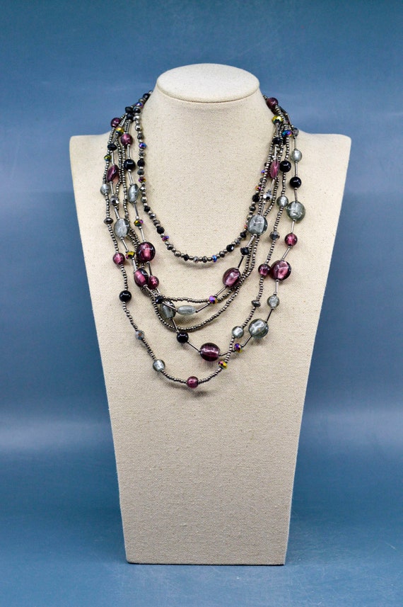 Silver and purple tone, womens necklace - image 2