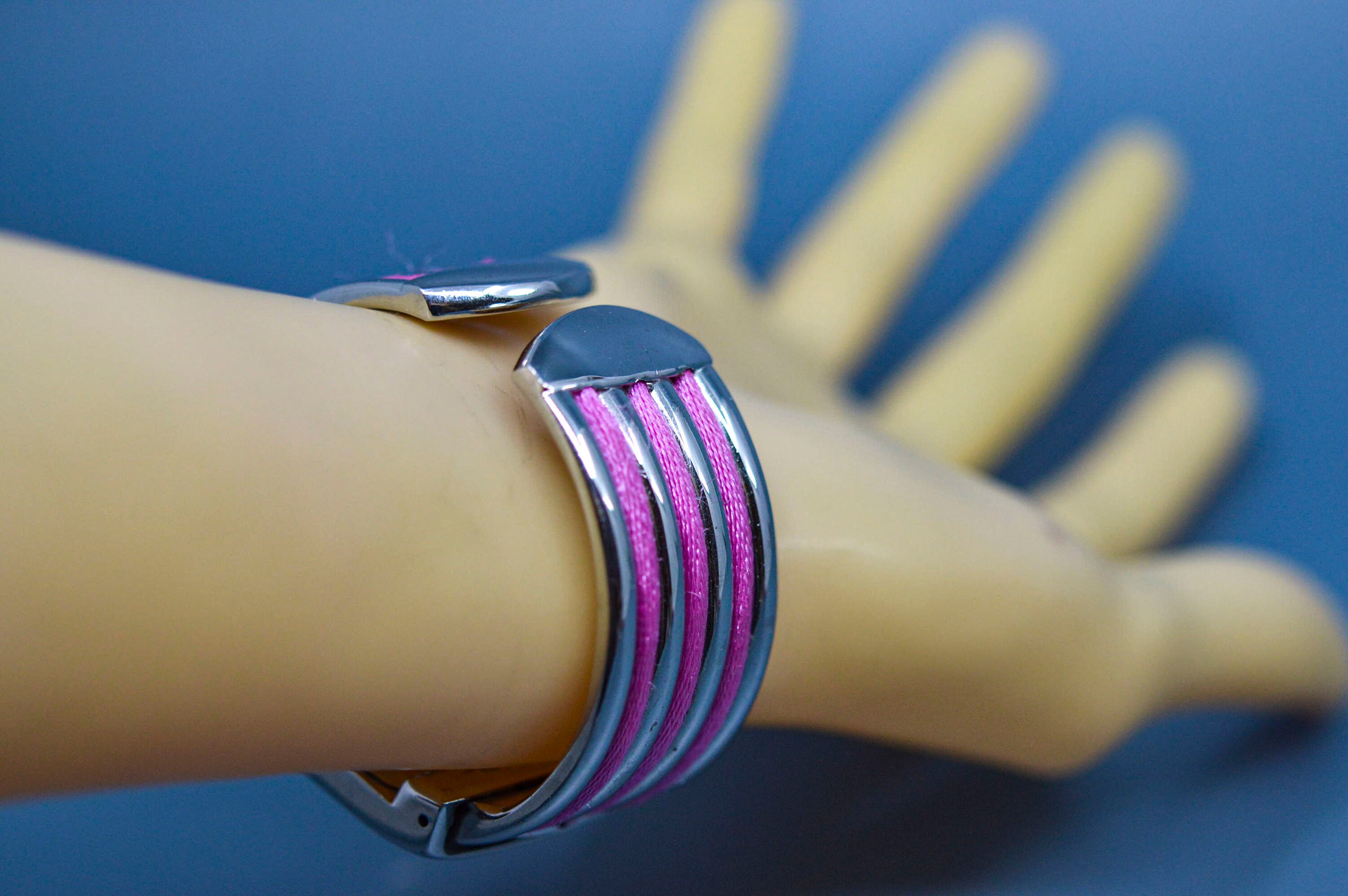 Pink‎ Cuff Bracelet Watch with Silver Tone Accents and Unique Pattern Women\'s Pink and Silver Tone, Womens Fashion Cuff Watch - Etsy main image 4