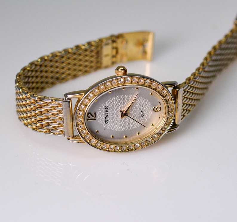Gruen gold tone womens fashion quartz watch | Etsy