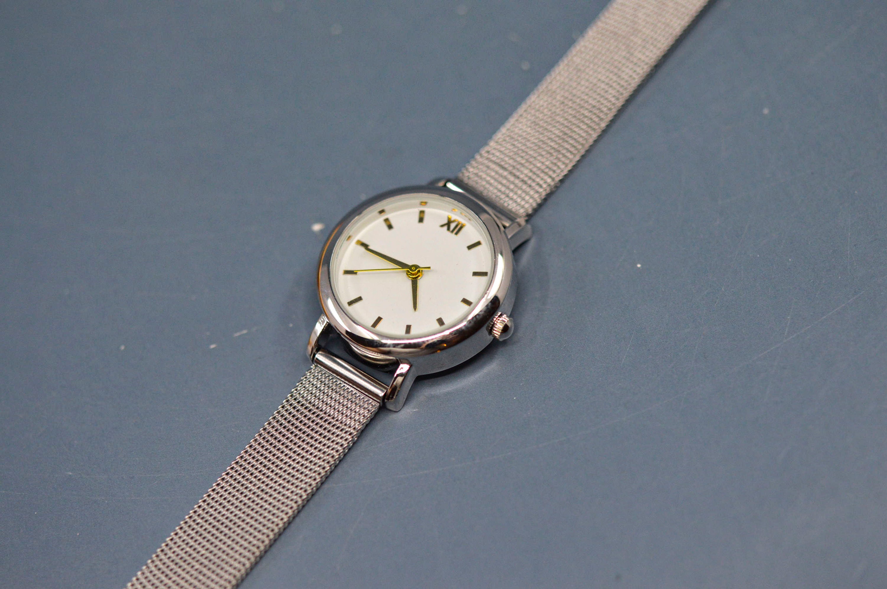 Silver Tone With White Dial, Mesh Bracelet, Womens Watch - Etsy