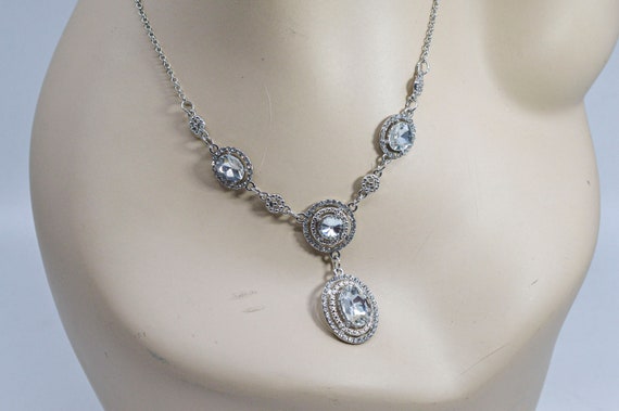 Silver tone with crystals womens fashion necklace - image 1
