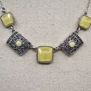 Silver tone with yellow ornaments, womens necklace