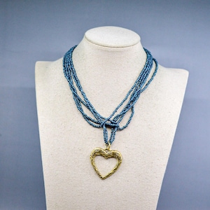 Blue and gold tone, women&#39;s fashion necklace