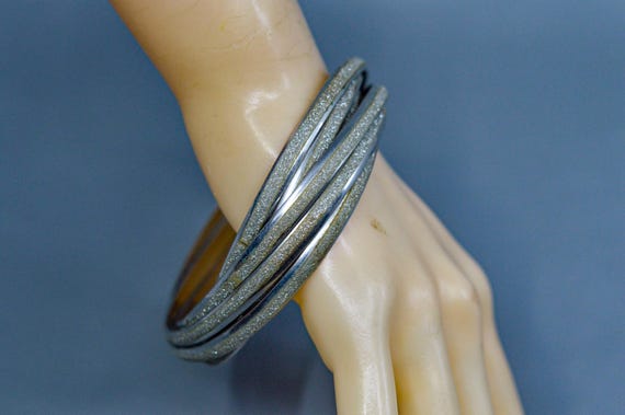 Silver tone, multiple , women's bangle bracelets - image 2