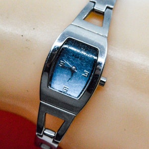 Fossil silver tone with blue dial womens watch