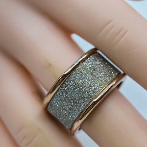 Rose gold and silver tone , womens fashion ring,size 9