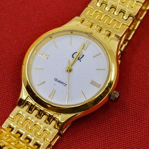 Goldton mit weißem Ziffernblatt Damen, Herren Modeuhr