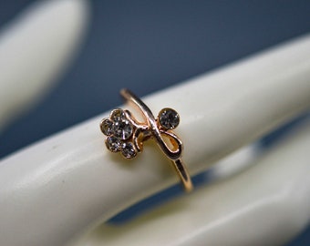 Gold tone with crystals, womens ring,size 8 3/4