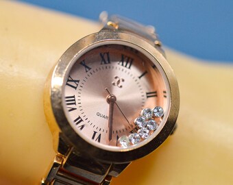 Gouden toon met kristallen, dames, horloge