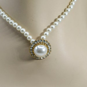 Faux pearl with pendant womens beaded necklace