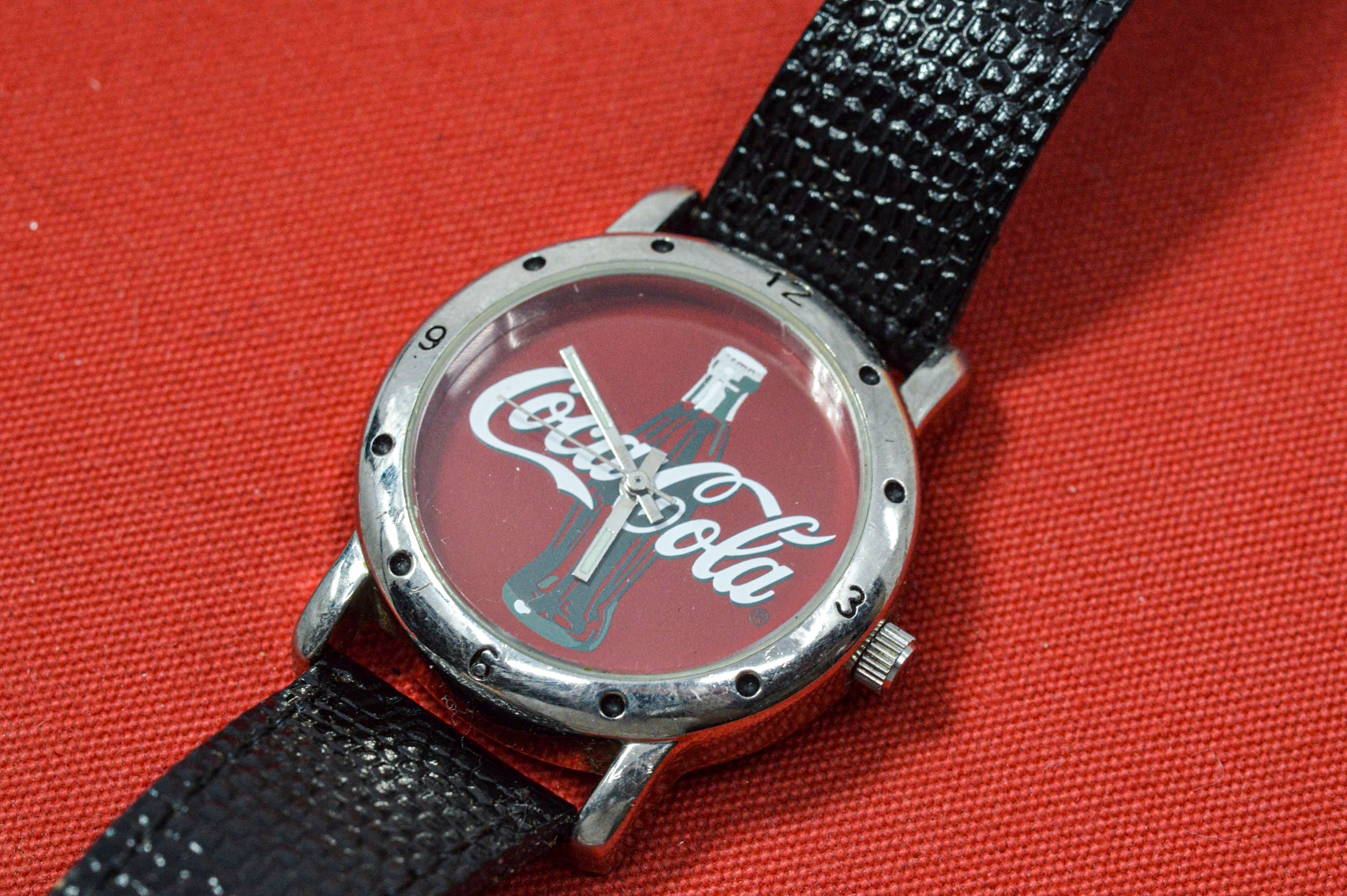 Unique Rare Coca Cola Moon Phase Arabic Numeral Jeweled Crown Wrist