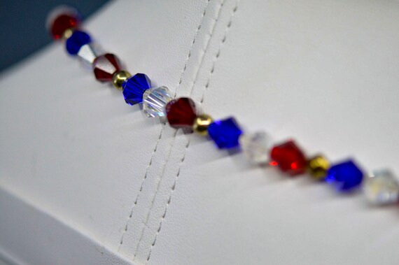 Red , celar and blue tone, womens beaded, necklac… - image 8