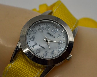 Steel tone with yellow bracelet womens watch