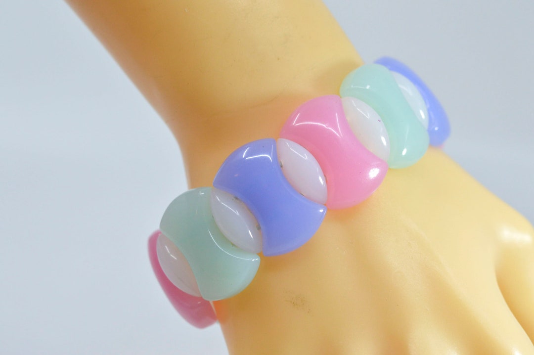 Multi Color Plastic Stretch Bracelet Etsy
