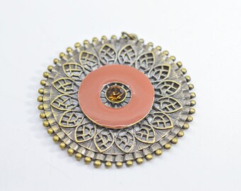 Large round bronze tone womens pendant