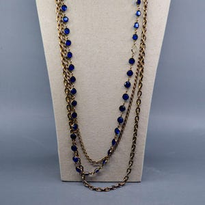 Blue and gold tone, women&#39;s fashion necklace