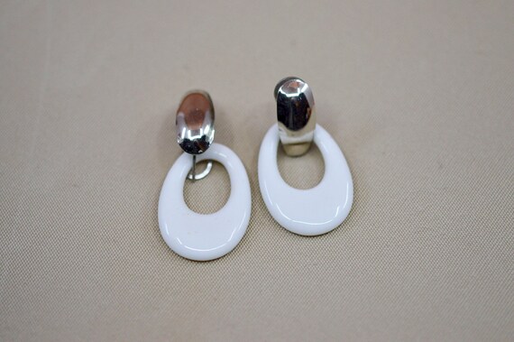 Silver and white tone, womens earrings - image 3