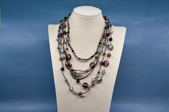 Silver and purple tone, womens necklace - image 1