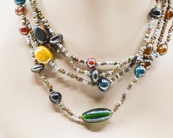 Multi color beaded womens necklace