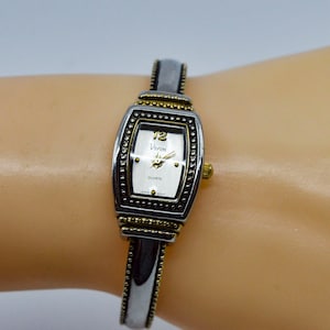 Silver tone with silver dial womens fashion cuff watch