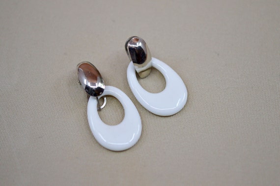 Silver and white tone, womens earrings - image 1