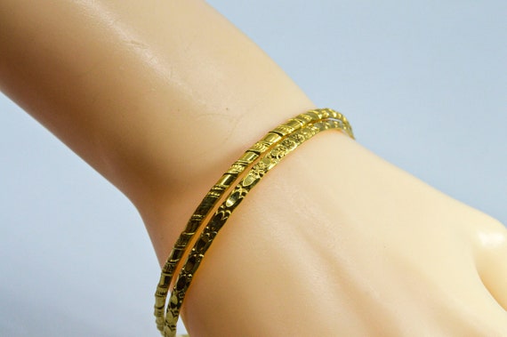 Gold tone 12 KGF pair bangle bracelets - image 1