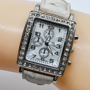 Silver tone with crystal womens fashion watch