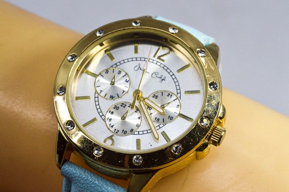 Gold Tone With Blue Bracelet Womens Fashion Watch - Etsy display picture 2