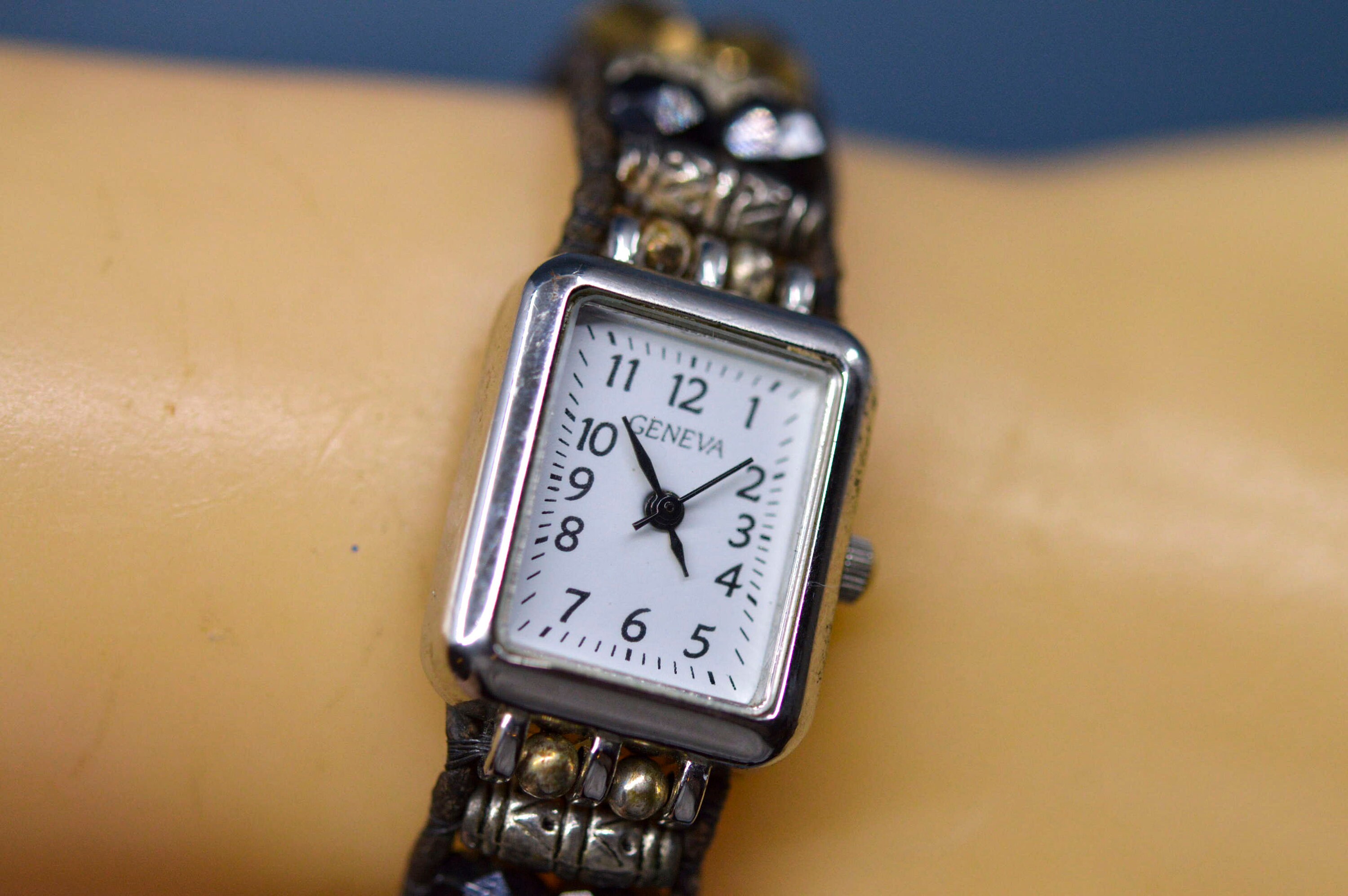 Beautiful small watch with silver beads and tie in the back to secure Tiny Bracelet Watch - Etsy main image 3