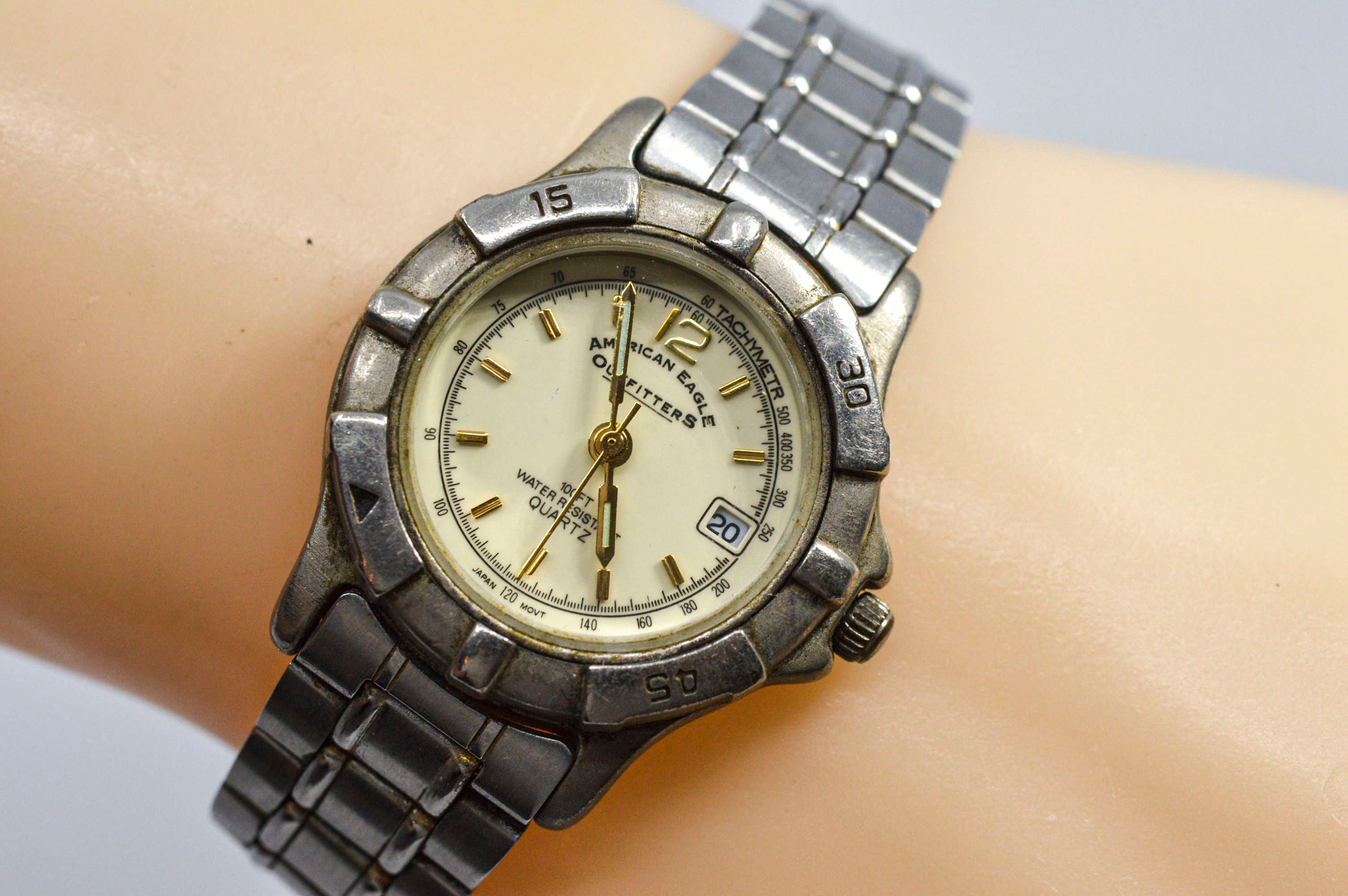 American Eagle Outfitters Steel Tone Womens Sports Wrist Watch