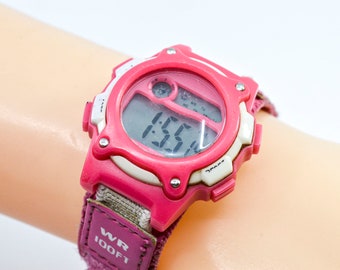 Pink tone children digital wrist watch