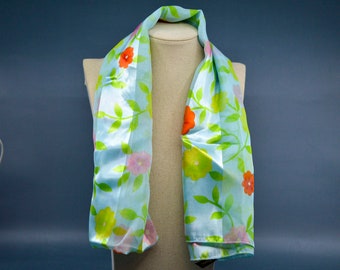 Green tone, womens long , vintage scarf