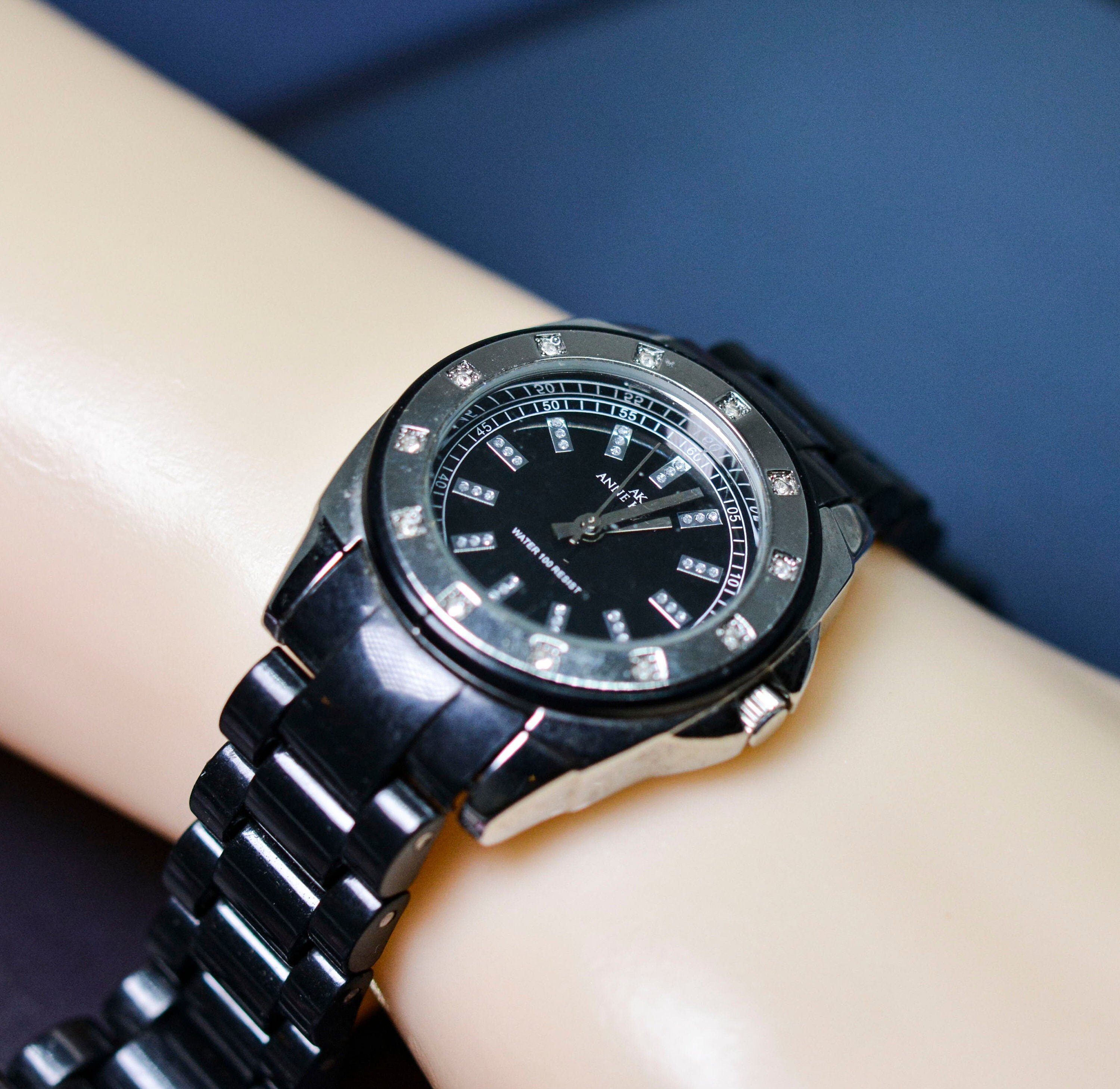 Anne Klein Silver and Black Patterned Watch Anne Klein Rare 1990s 925 Sterling Silver Vintage Quartz  main image 2