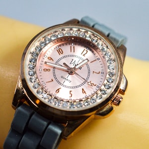 Rose gold tone with crystals womens watch