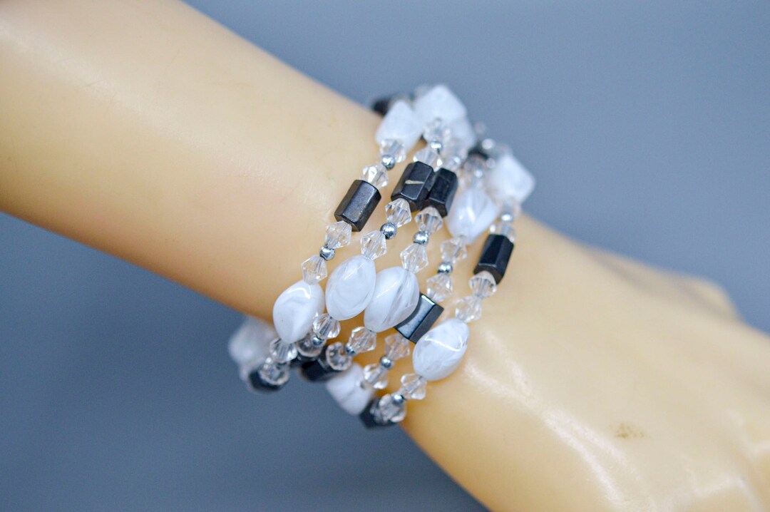 Black and White Sculptural Knot Bracelet - Women Accessories(easy on/off magnet) Our Lady Undoer of Knots Bracelet – CatholicShop.com main image 4