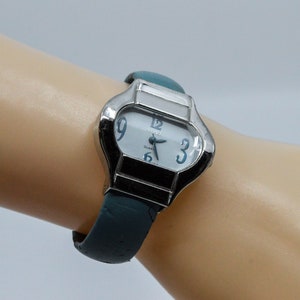 Terner silver tone with white dial womens cuff watch