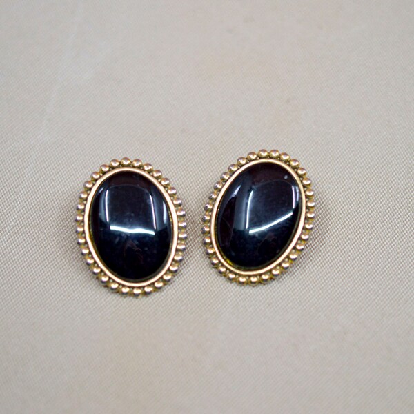 Gold and black tone, womens pair earrings