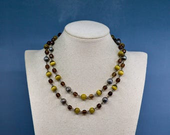 Groene en zilverkleurige dameskralenketting