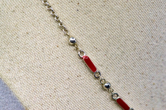 Silver and red tone, womens necklace - image 2
