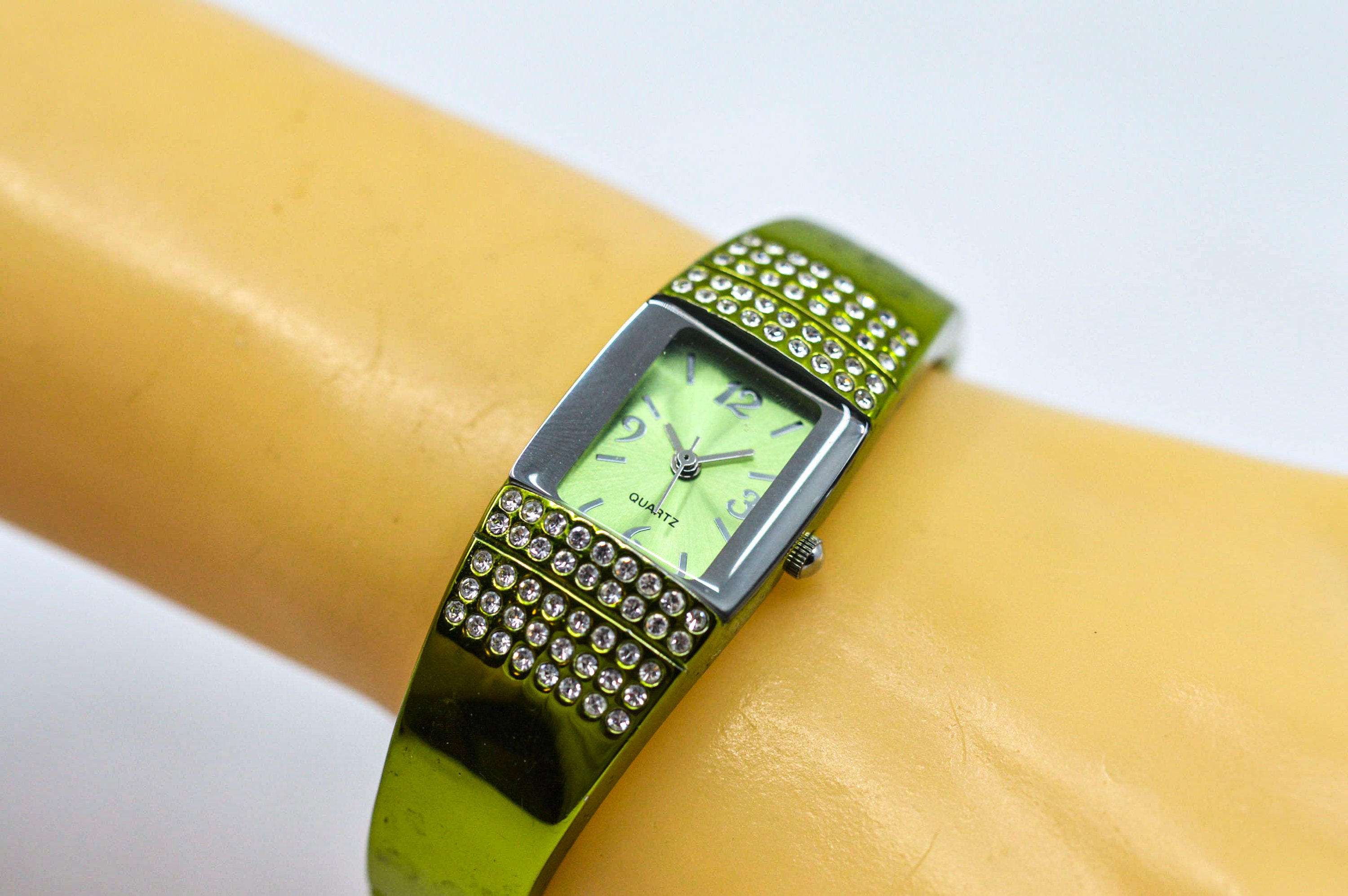 Green Tone With Crystals, Womens Fashion Cuff Watch - Etsy