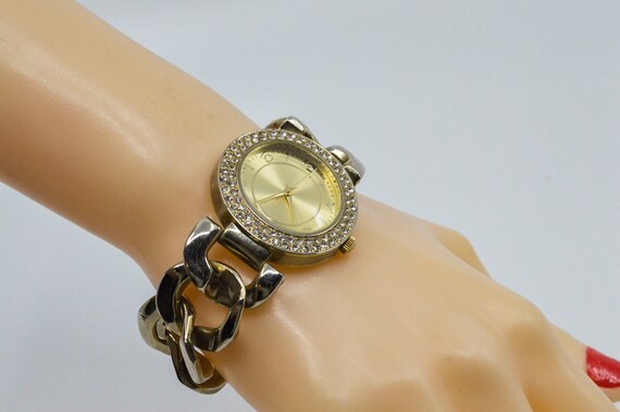 Chunky Gold Crystal Bezel Bracelet Watch Bob Mackie Women main image 2