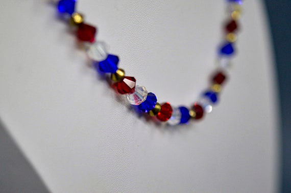 Red , celar and blue tone, womens beaded, necklac… - image 7