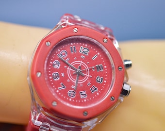 Red tone, womens, fashion, plastic wrist watch