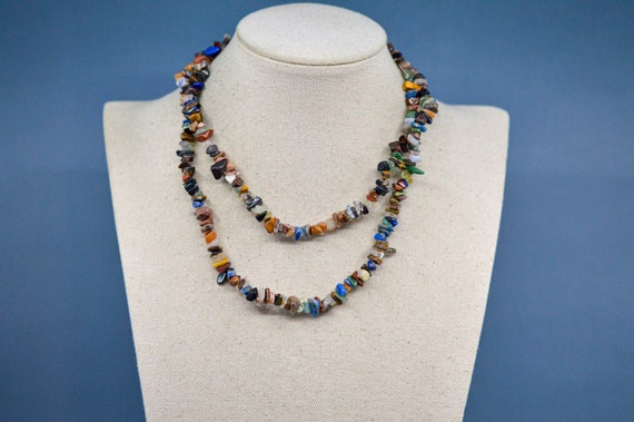 Multi color , chip beads, womens long necklace - image 7