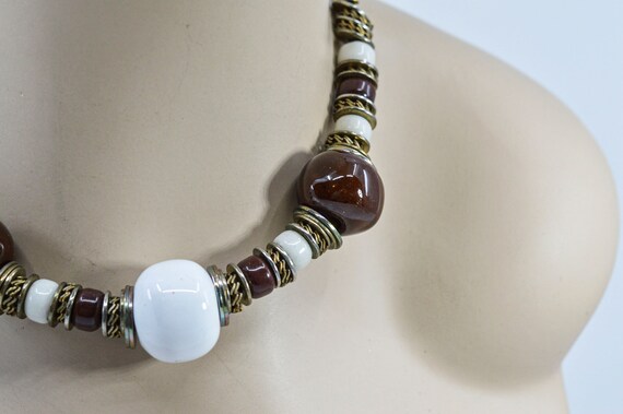 Bronze and white tone womens necklace - image 3