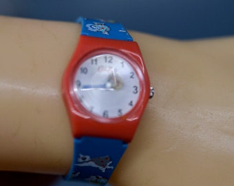 Blue and red tone, women's , children wrist watch