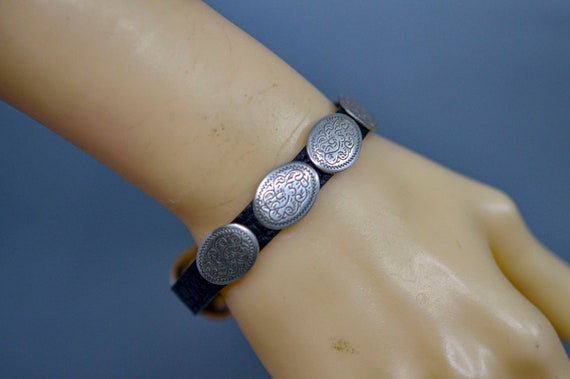 Silver and black tone, womens adjustable bracelet - image 1