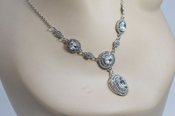 Silver tone with crystals womens fashion necklace - image 6