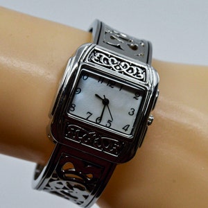 Silver tone womens cuff watch