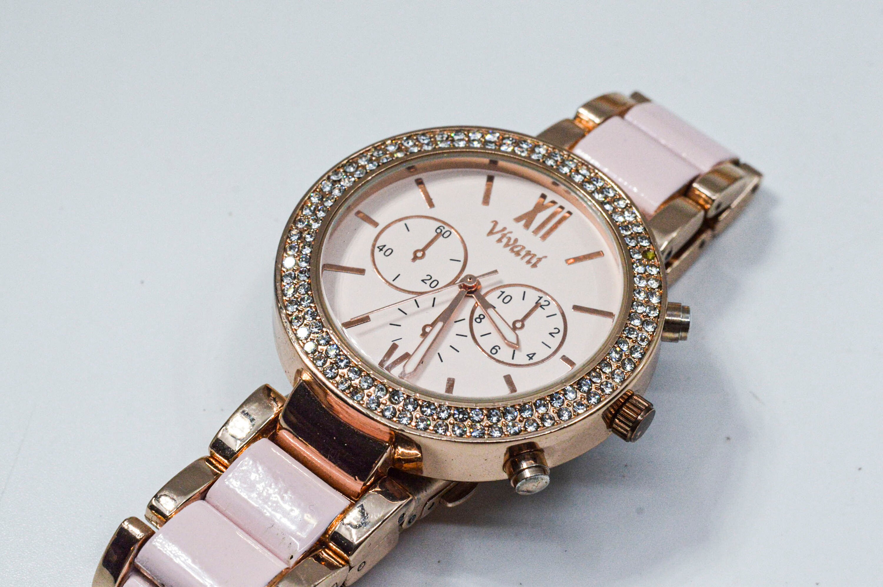 Pink and rose gold tone womens fashion watch Etsy